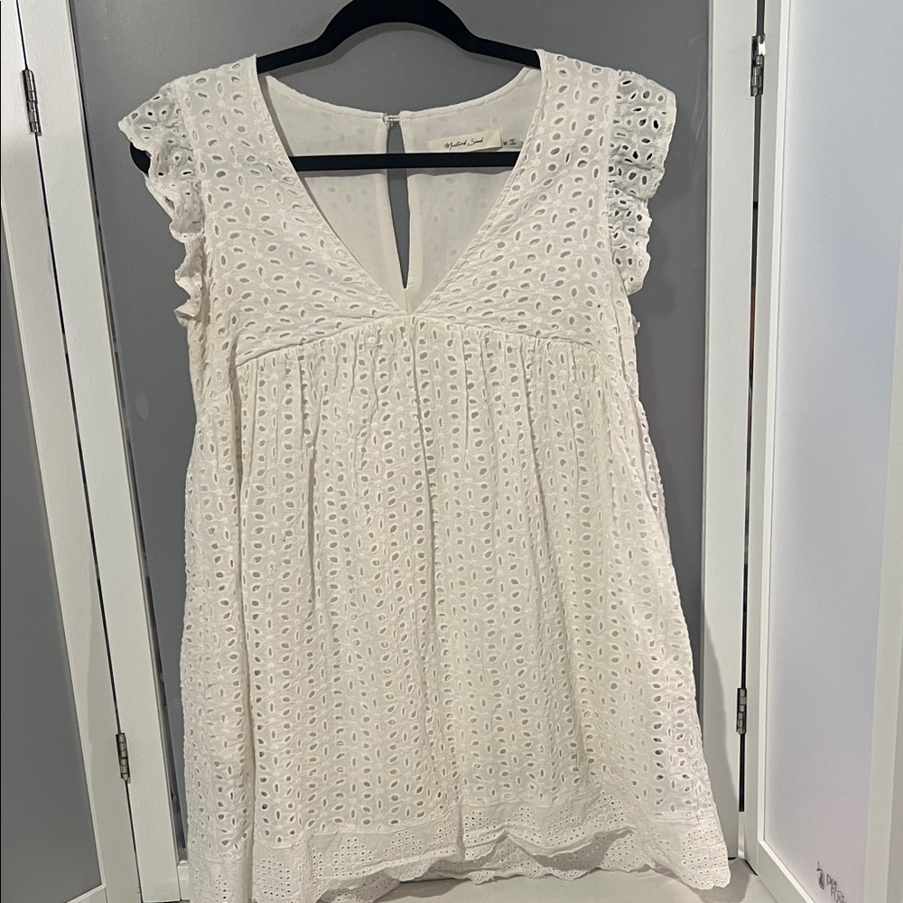 Mustard seed white eyelet babydoll dress M
